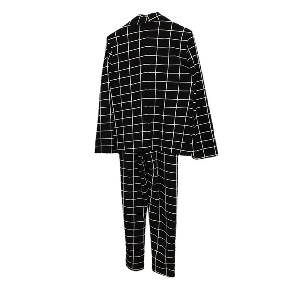 SHIEN Grid Print Blazer & Straight Leg Pants Set - Picture 4 of 5